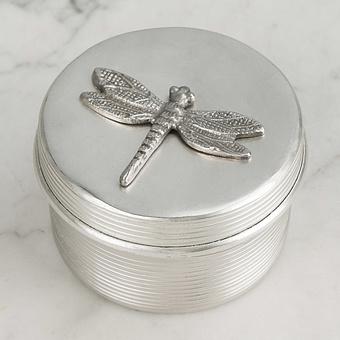Dragonfly Round Box Silver