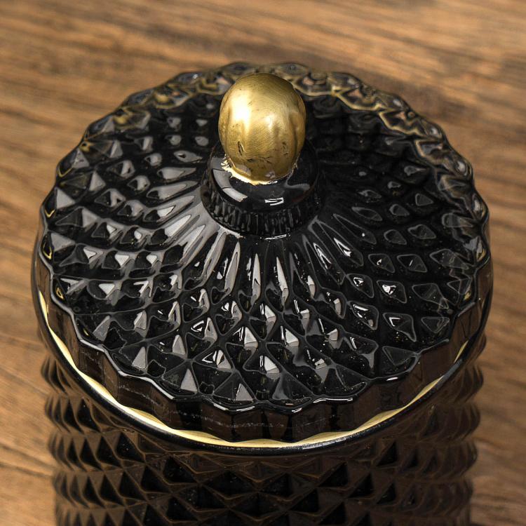 Аромасвеча в чёрном фасетном стакане Блу Колье Дрифтвуд, S Aroma Candle In Black Faceted Glass Blue Collier Driftwood Small