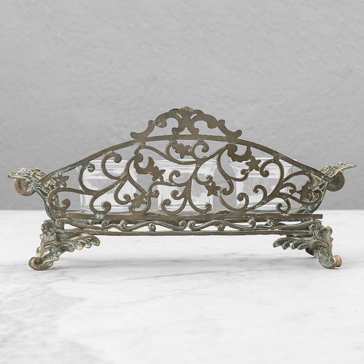 Металлический подсвечник для трёх свечей Диван Glass Metal Antique 3 Votive On Sofa Chair Gold