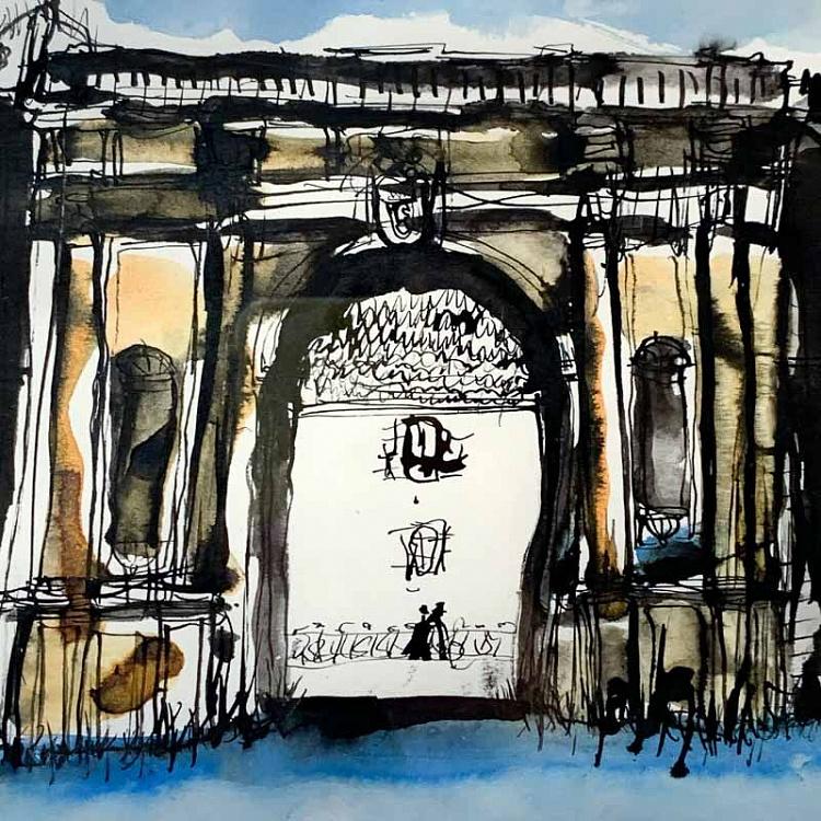 Рисунок тушью Порта Портезе Porta Portese Drawing