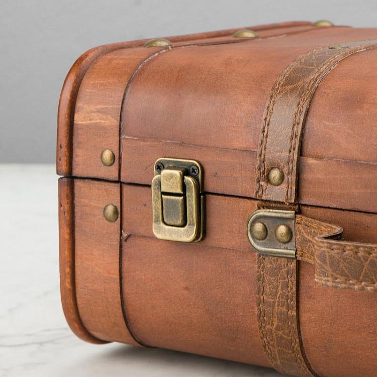 Набор из двух декоративных чемоданов из экокожи Set Of 2 Wood Suitcase Boxes Brown