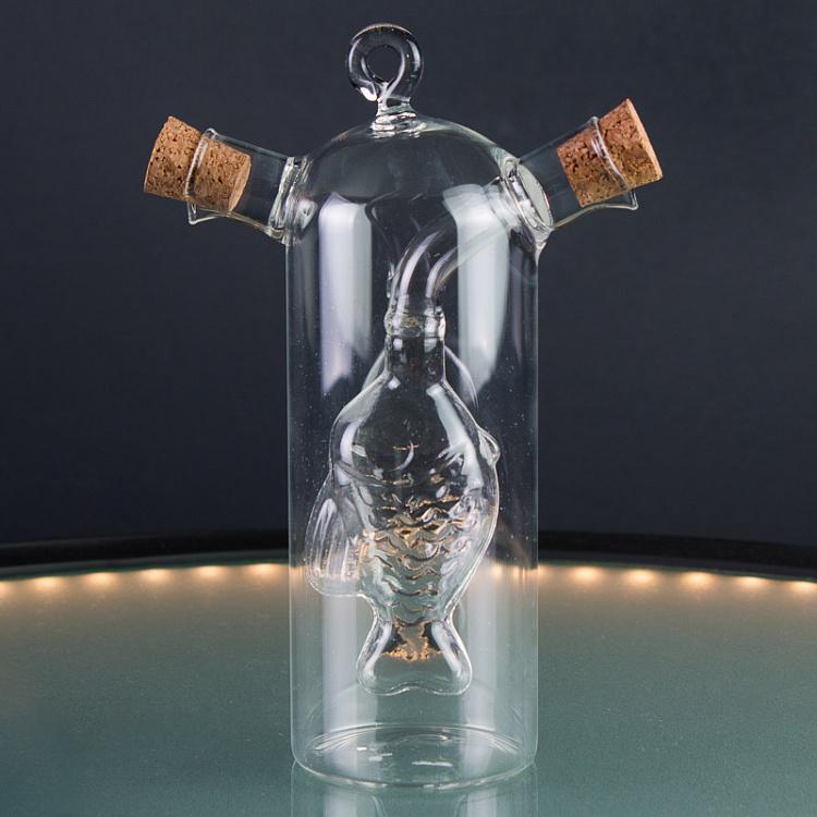 Стеклянная бутылка с рыбкой для масла и уксуса Oil And Vinegar With Fish In Glass