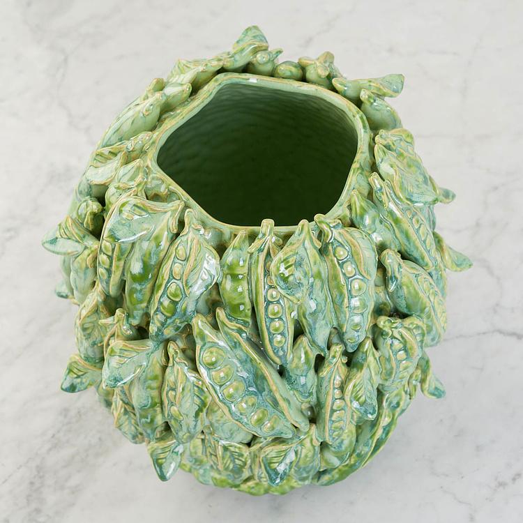 Зелёная широкая ваза Стручки гороха Peapod Green Vase Wide