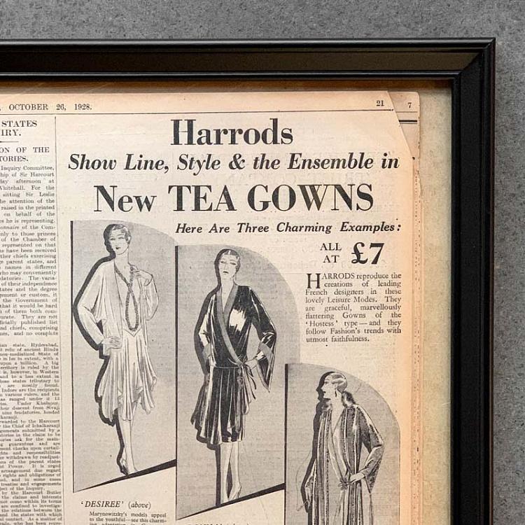 Винтажная газета в раме Таймс, 26 октября 1928 Vintage Times, Oct 26, 1928