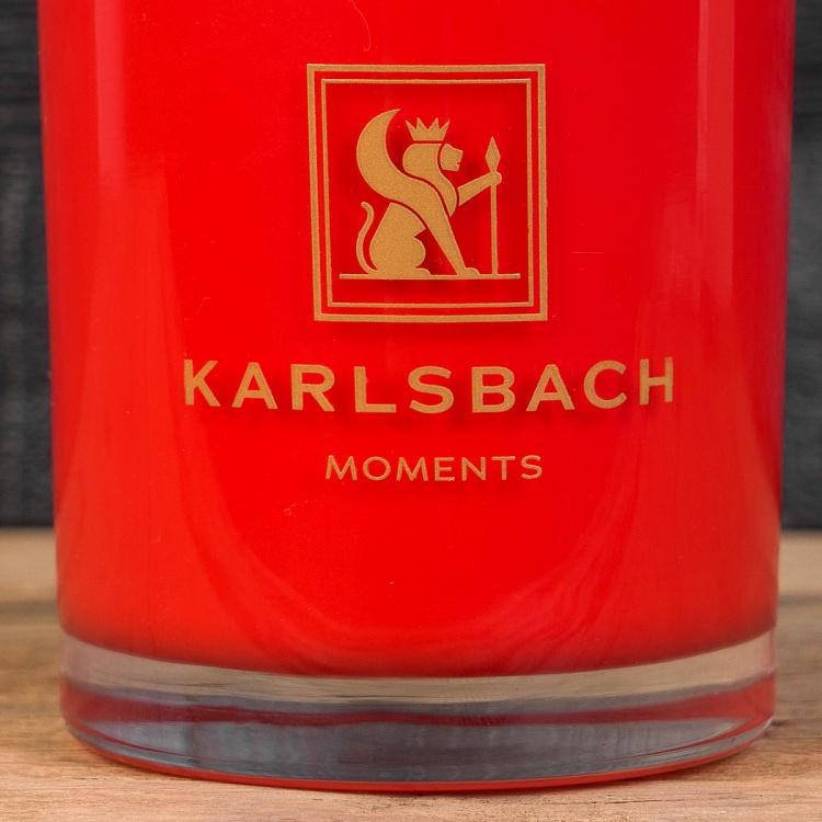 Аромасвеча в красном стакане с золотой крышкой Цветы апельсина Aroma Candle In Red Glass With Gold Lid Orange Blossoms