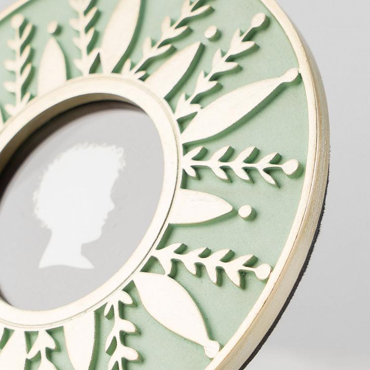 Круглая светло-зелёная рамка для фото с золотыми колосьями Menthol Green Golden Ears Round Photo Frame