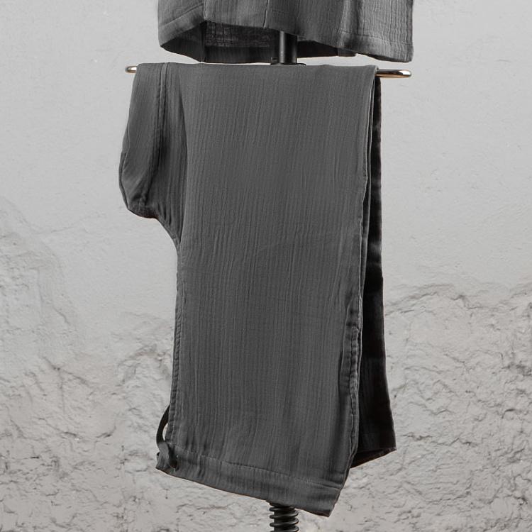 Тёмно-серая пижама из лёгкого хлопка, размер M Crepe Gauze Pajamas Sleep Wear Dark Grey M