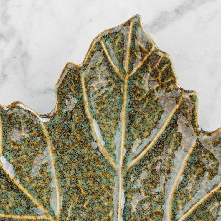 Керамическое сервировочное блюдо Зелёный лист Ceramic Green Leaf Dish