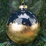 Ёлочная игрушка Glass Gold Leaf Bottom Ball Blue/Gold 8 cm