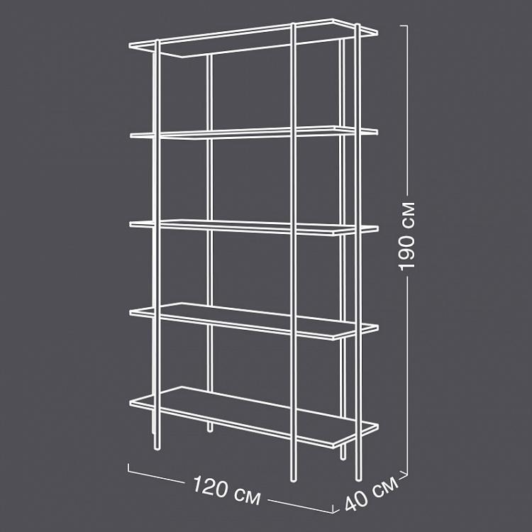 Узкий стеллаж на пять полок из дерева манго Тропики Shelf 5 Levels Metal And Mango Wood