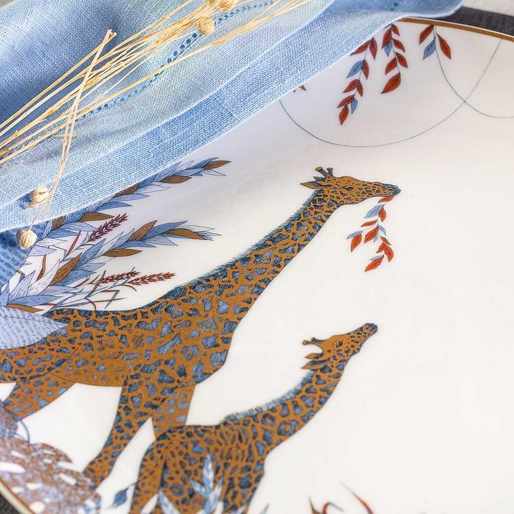 Белая обеденная тарелка с жирафами Африка Africa Dinner Plate Giraffes White