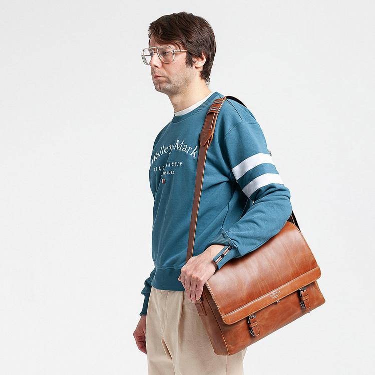 Кожаная мужская сумка-портфель Мессенджер Satchel Messenger Bag