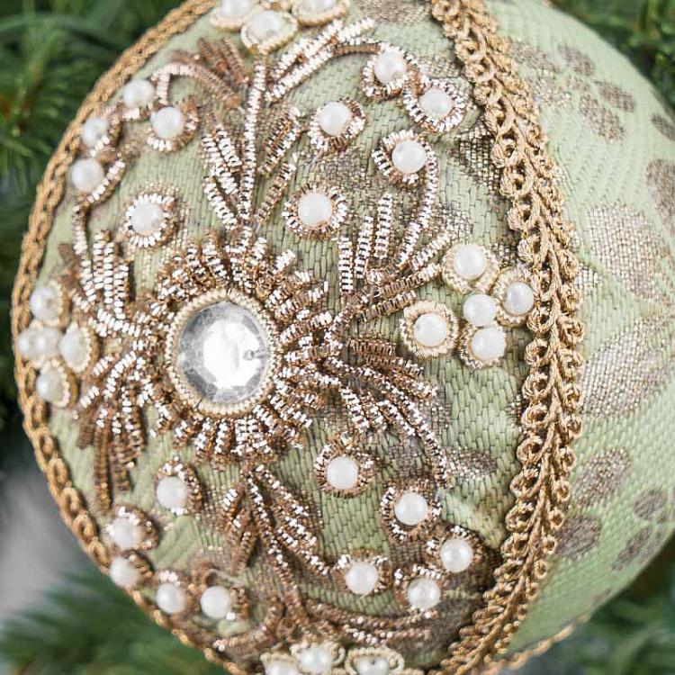 Ёлочная игрушка Золотой шар с бусинами Beads Ball Gold 9 cm