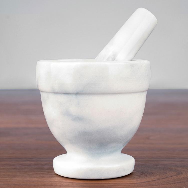 Светло-серая мраморная ступка с пестиком Скандинавия Nordic Mortar And Pestle Grey