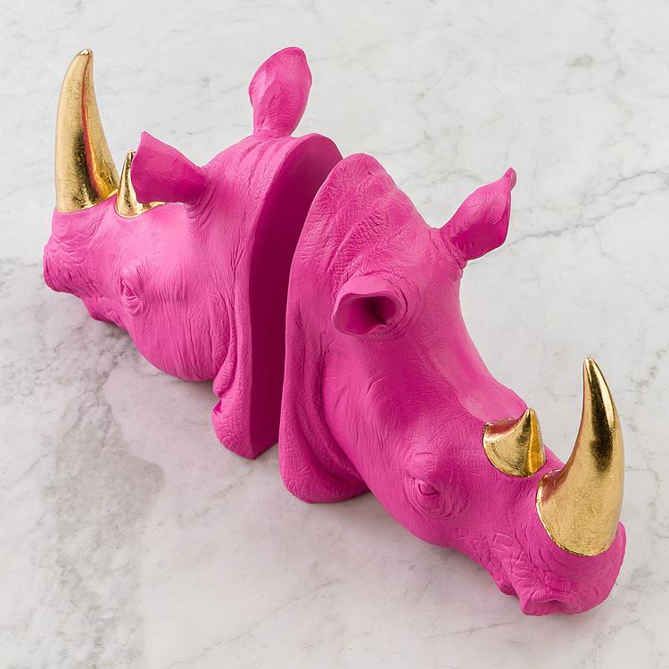 Набор из двух держателей для книг Пурпурные носороги Bookend Rhinos Magenta