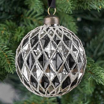 Multifaceted Ball Black With Silver 8 cm