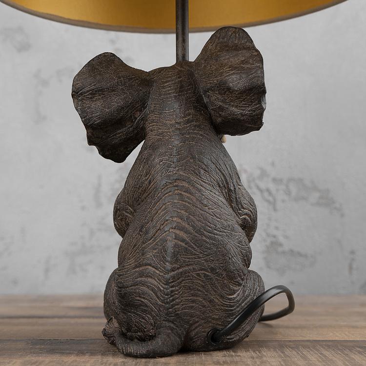 Настольная лампа с абажуром Слониха со слонёнком Table Lamp With 2 Elephants Crossing Trunks With Shade