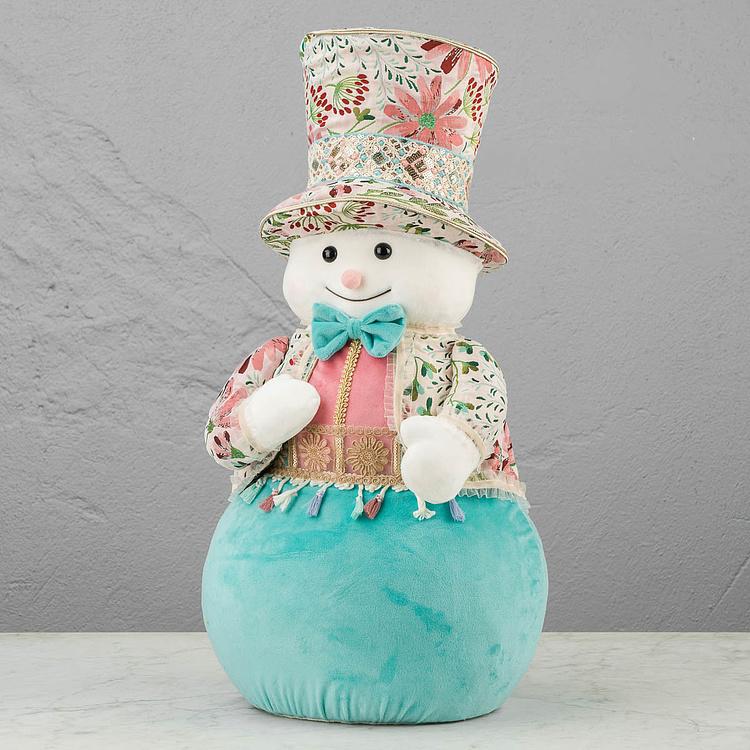 Статуэтка Снеговик в костюме и шляпе с цветочным узором Floral Snowman With Hat 65 cm