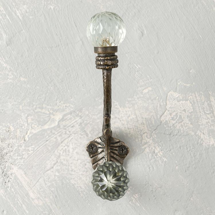 Двухрожковый крючок с хрустальными наконечниками Ветка Branch Crystal Glass Hook