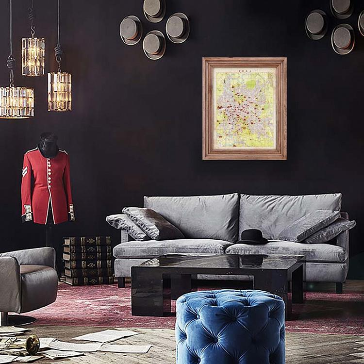 Картина-принт Карта Рима, рама из высветленного дуба Classic Map Rome, Weathered Oak