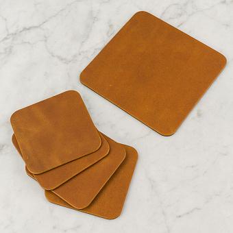 Set Of 5 Square Coasters Caramel Old