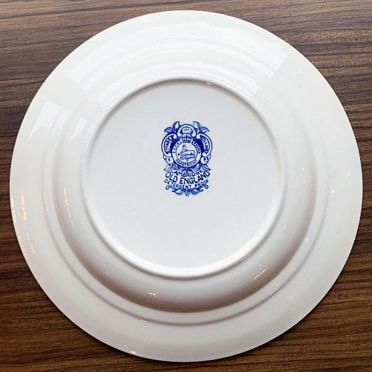 Винтажная тарелка белая с голубым мотивом 9, L Vintage Plate Blue White Large 9