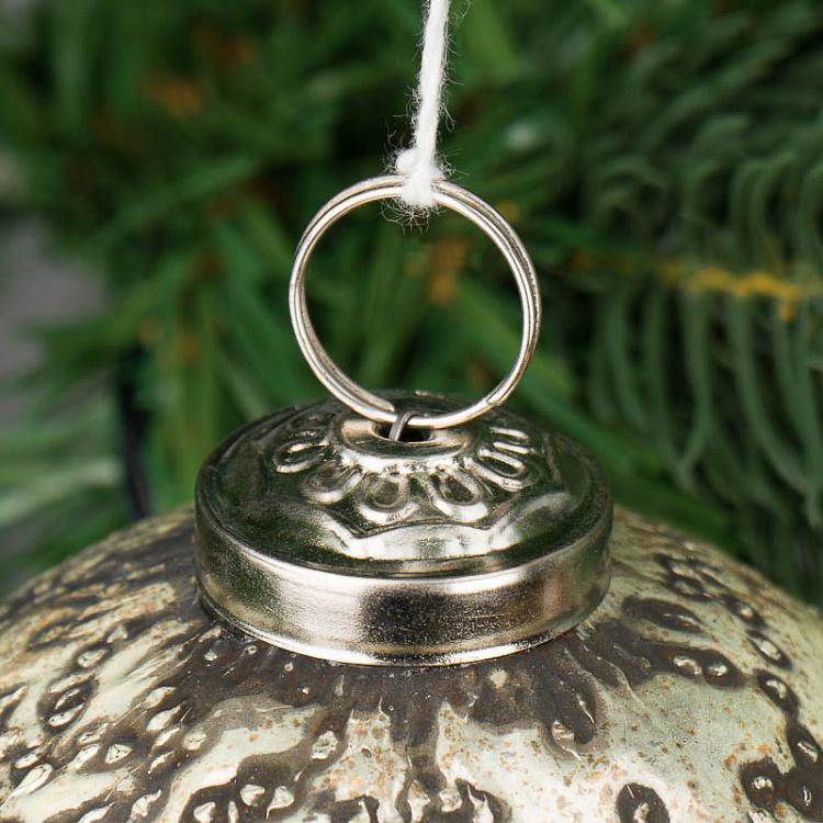 Ёлочный шар Фантом кремовый, M Glass Ball Phantom Creme 10 cm