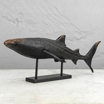 Black Shark On Metal Base Large