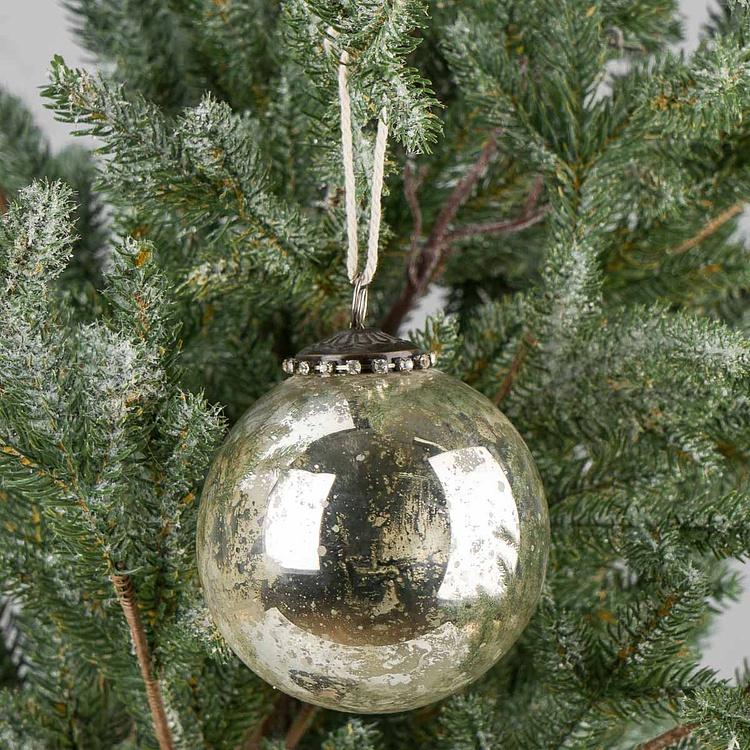 Ёлочный шар со звездой Xmas 4 Inches Antique Silver Top Star 10 cm