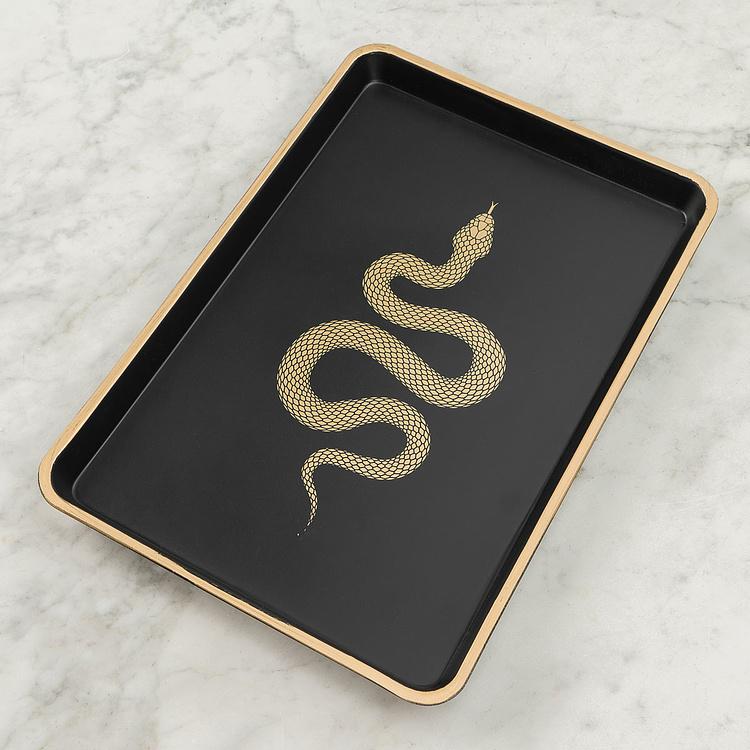 Поднос с принтом змеи Tray With Snake Print