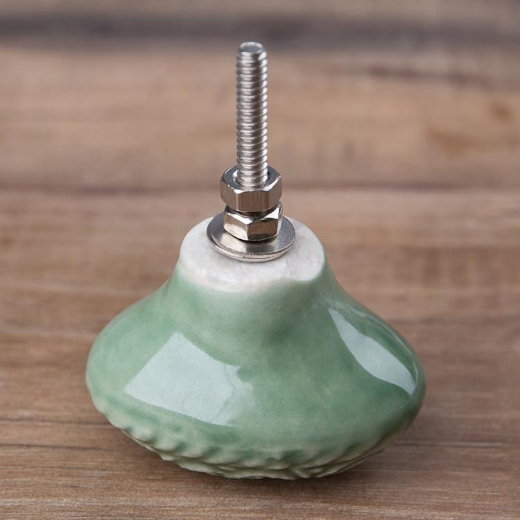 Зелёная керамическая мебельная ручка овальной формы Ceramic Green Knob