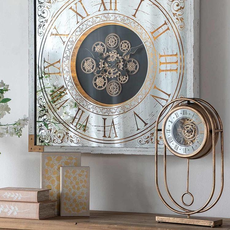 Настольные часы Индастриал Ретро с шестерёнками Industrial Retro Table Clock With Gears