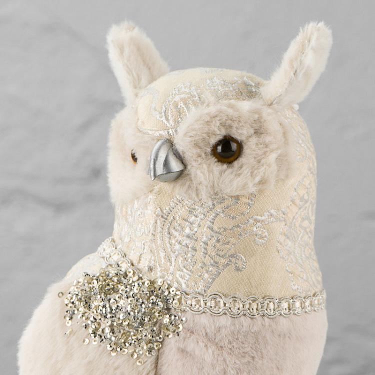 Новогодняя фигурка Сова с блёстками 1 Owl With Sparkles Head Right 34 cm