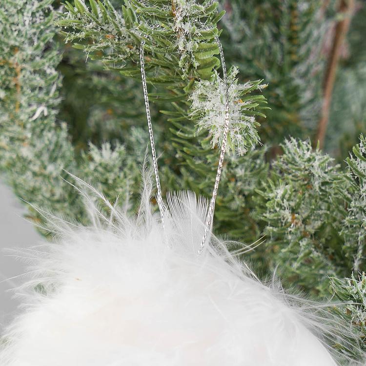 Ёлочная игрушка из перьев Plume Ball White 12 cm