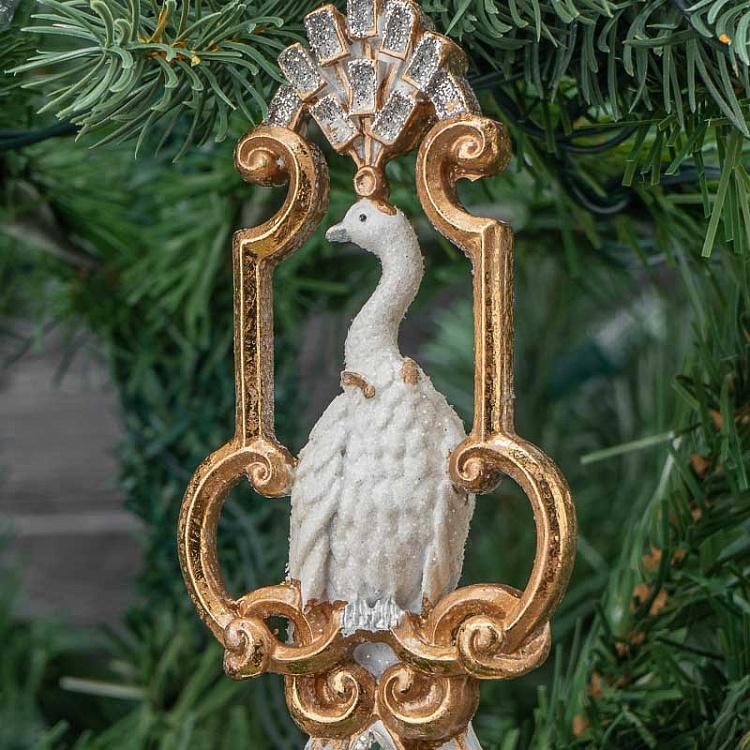 Ёлочная игрушка Павлин в рамке Peacock In Frame Cream/Gold 21,5 cm