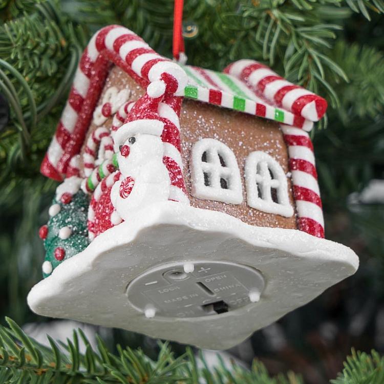 Ёлочная игрушка с led-подсветкой Пряничный домик Gingerbread House Led Light 7 cm
