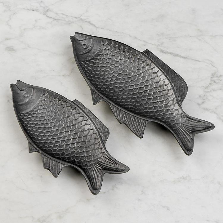 Набор из двух сервировочных блюд Бронзовые рыбы Set Of 2 Fish Bronze Trays