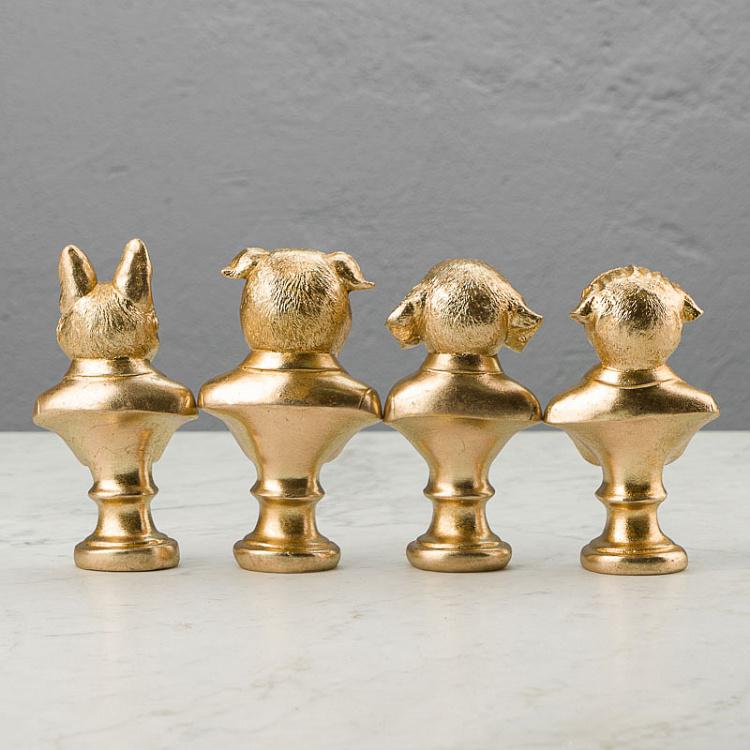 Набор из четырёх золотых статуэток Бюст Собаки Set Of 4 Bust Dogs Gold