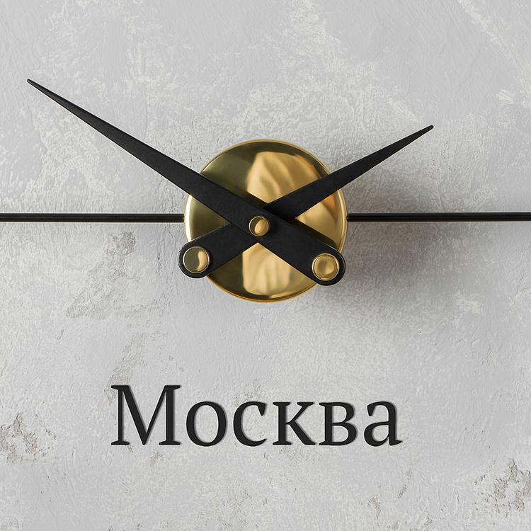 Настенные часы с тремя часовыми поясами Мир, кириллические буквы World 3 Centered Clock Cyrillic