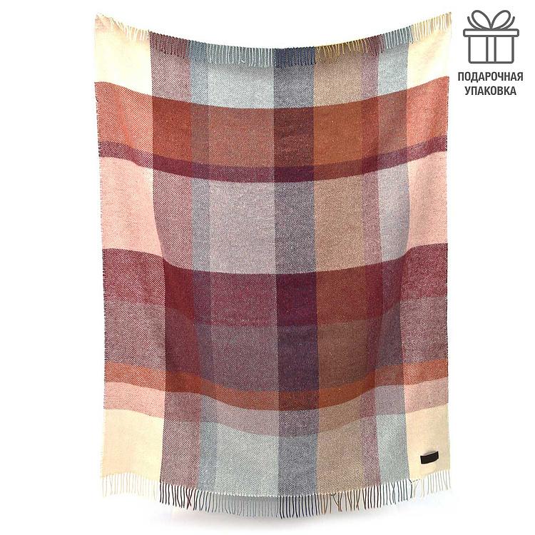 Шерстяной плед Арекипа в голубую, коричневую и бордовую клетку, 120x180 см Arequipa Plaid Blue Brown Wine 120x180 cm