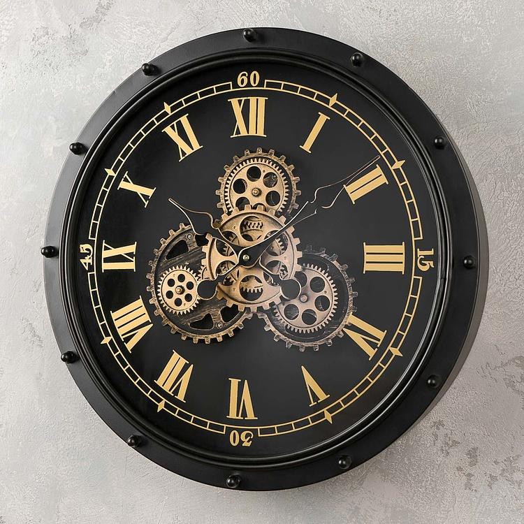 Настенные часы Индастриал Антик с шестерёнками Industrial Antique Look Wall Clock With Gears