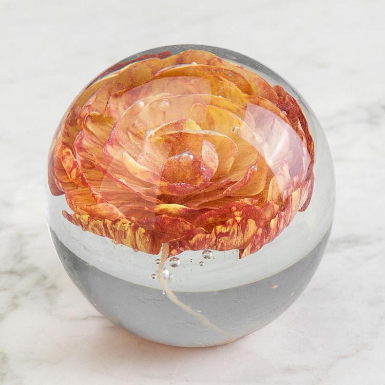 Пресс-папье Красный цветок Glass Paperweight Red Flower