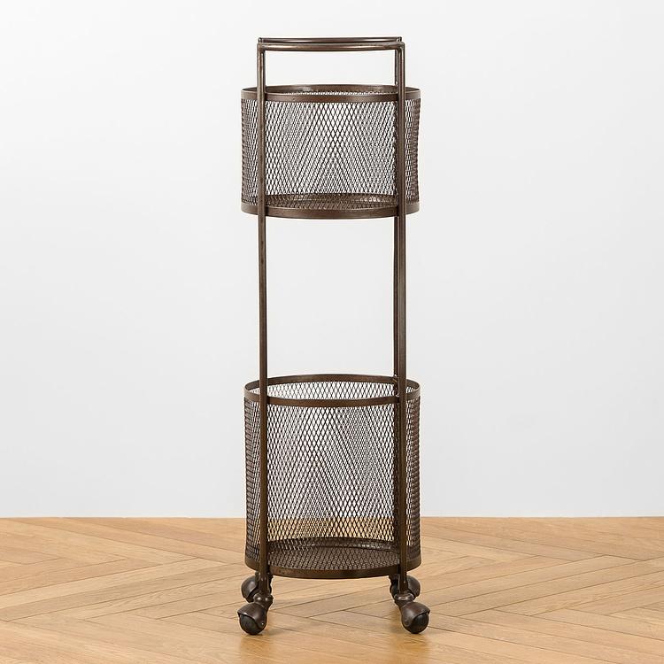 Сервировочная тележка на колёсиках с двумя корзинами 2 Levels Storage Baskets On Wheels