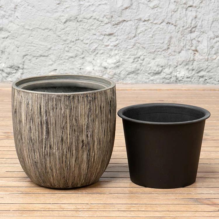 Кашпо-чаша Эффектори белёный дуб, S Effectory Wood Bowl Pot White Oak Small