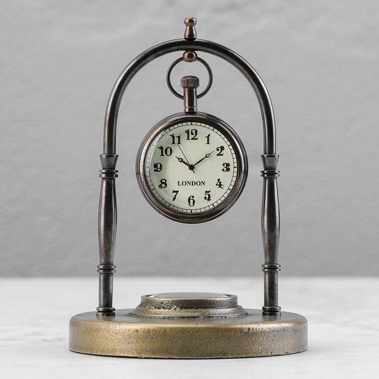 Настольные часы с компасом в основании Compass Base Clock Small