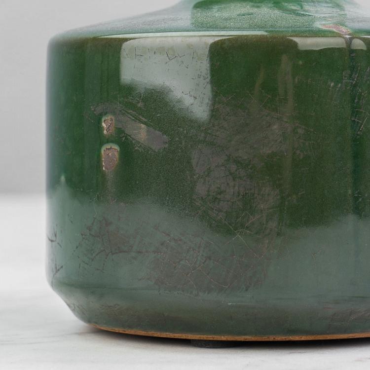 Широкая оливковая керамическая мини-ваза Бутыль Bottle Vase Olive Green Wide