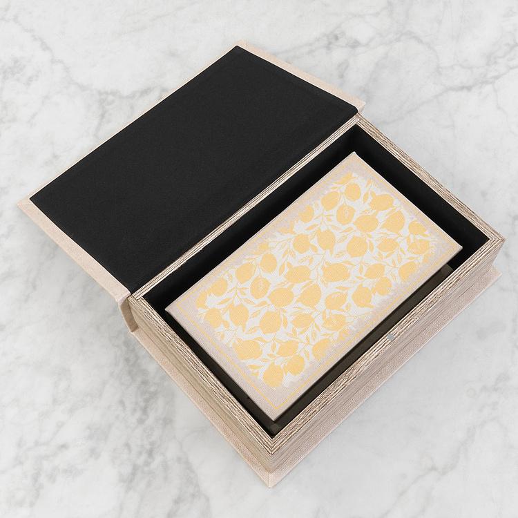 Набор из двух шкатулок с лиственным узором Set Of 2 Book Boxes Linen Leaf Motif