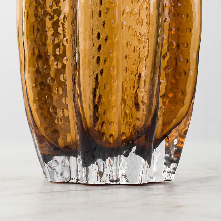 Ваза янтарного цвета Карамбола, L Carambola Shape Amber Glass Vase Large
