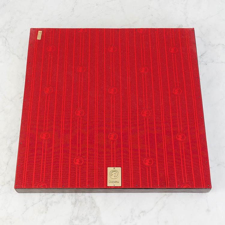 Поднос 1, кожа и красный жаккард Boxcar Leather Tray 1