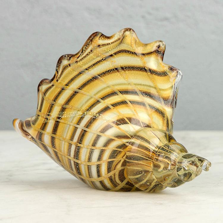 Пресс-папье Стеклянная коричнево-жёлтая ракушка Shell Glass Paperweight Brown